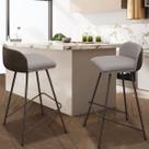 2 Banquetas Nobre Área Gourmet Linho material sintético Com Pés Ferro