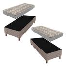 2 Bases Box Solteiro Galaxy 42x88x188cm com Kit com 2 Colchões Solteiro Unique D45 Duoface 18x88x188 Paropas By Ecosono Prata/Rustico