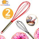 2 Batedores de Clara de Ovos Bolo Fue Fouet 30,5cm Inox com Silicone Multiuso Para Cozinha