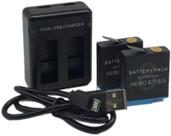 2 baterias Recarregável P/ G0pr0 Hero 5/6/7/8+1 carregador Duplo L