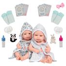 2 Bebê Reborn Realistas Recém Nascidos Roupão Estampado 2 Bebê Reborn Realistas Recém Nascidos Roupão Estampado