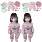 2 Bebês Reborn Menina 100% Silicone Enxoval Bolsa 50 Itens