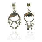 2 Berloque Charms Menina E Menino Prata 925