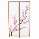 2 Biombo Oriental Japonês Sakura Reto Com Pés Folha Painel Mdf Divisor Divisória Separador De Ambiente