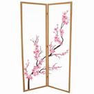 2 Biombo Oriental Japonês Sakura Sanfonado Com Dobradiças Folha Painel Mdf Divisor Divisória Separador De Ambiente