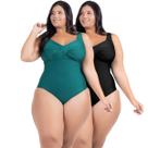 2 Body Maiô Acinturado Plus Size Modela Cintura Liso Casual