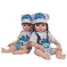 2 Boneca Reborn Gêmeos 100% Vinil Roupa Stitch + Pelúcia
