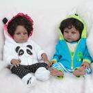 2 Boneca Reborn Gêmeos Menina Menino Com Pelúcia e Itens