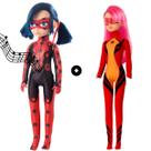 2 Bonecas Infantil Kit Com Ladybug Musical 45cm E Ladydragon 31cm Feitas Em Vinil Articuladas Menina