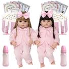 2 Bonecas Reborn Gêmeas Realista Com Chupeta 40 Acessórios