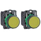 2 Botão Comando Xb5aa51 Plástico 22mm 1na Impulsão Schneider Amarelo