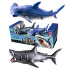 2 Brinquedo Realistas Mini Tubarão e Tubarão Martelo 13cm