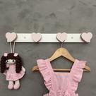 2 Cabideiros de parede infantil coração suporte gancho roupa