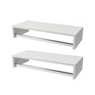 2 cabideiros mdf para parede com arara e nicho 60cm