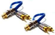 2 Cabo RCA Y Blindado 2 Machos e 1 Femea Plug Metal Som Anti ruido