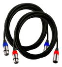 2 cabos de microfone balanceado xlr santo angelo 3 metros vermelho e azul