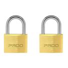 2 Cadeado Pado Tradicional 30mm Latão Maciço Autoblocável