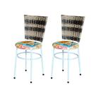 2 Cadeiras Branca para Mesa Hawai Cappuccino Premium Assento Floral 2 Cadeiras Branca para Mesa Hawai Cappuccino Premium Assento Floral