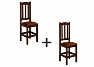 2 Cadeiras De Jantar Estofadas Madeira Maciça Castanho