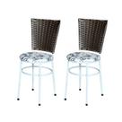 2 Cadeiras para Mesa Branca Hawai Marrom Assento Floral