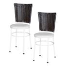 2 Cadeiras para Mesa Branca Hawai Marrom