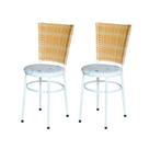 2 Cadeiras Para Mesa Branca Hawai Palha Assento Floral 2 Cadeiras Para Mesa Branca Hawai Palha Assento Floral