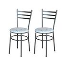 2 Cadeiras para Mesa Epoxi Preta Craqueada Assento Floral