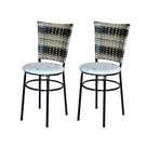 2 Cadeiras para Mesa Preta Hawai Cappuccino Premium Assento Floral
