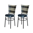 2 Cadeiras para Mesa Preta Hawai Cappuccino Premium Assento Floral