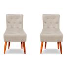 2 Cadeiras Sala de Jantar Decorativa Suede Bege Pés Palito Para Escritório e Sala