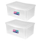 2 Caixa Organizadora Decorativa 65L Com Trava Transparente