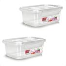 2 Caixa Retangular Gourmet C/ Travas Transparente 750ml 2 Caixa Retangular Gourmet C/ Travas Transparente 750ml