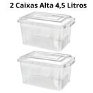 2 Caixas Alta Organizadora 4,5 Litros Tampa Trava Fácil