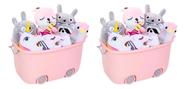 2 Caixas Organizadora Brinquedos Lego E Pelúcia Bebê - P