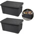 2 Caixas Organizadora Container Preta Grande 67cm Reforçada 2 Caixas Organizadora Container Preta Grande 67cm Reforçada