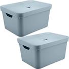 2 Caixas Organizadoras 32L Organizadores Brinquedo Closet OU Tampa Cube Azul Glacial