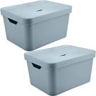 2 Caixas Organizadoras 32L Organizadores Brinquedo Closet OU Tampa Cube Azul Glacial