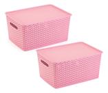 2 Caixas Organizadoras Com Tampa Grande 15 Lts Rattan