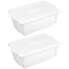 2 Caixas Organizadoras de Alimentos 24,5L com Tampa Restaurante Branca Plástica Plasvale