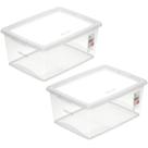 2 Caixas Organizadoras Plástica 15L com Tampa Ordene My Closet Retangular Transparente