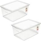 2 Caixas Organizadoras Plástica 60L Tampa My Closet Ordene Transparente Empilháveis