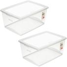 2 Caixas Organizadoras Plástica 60L Tampa My Closet Ordene Transparente Empilháveis