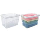 2 Caixas Plástica 19 Litros com Tampa Encaixável Plasútil