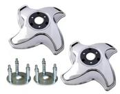 2 Calota 4 Pontas Aro 16 17,5 Metal Caminhao Rodoar + Suporte