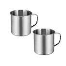 2 Caneca Inox 150ml Xícara Polida Lisa Vintage Inquebrável