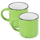 2 Canecas Tipo Esmaltada Cerâmica Grand Retro 320ml Verde
