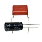 2 Capacitor Eletrolítco Bipolar 47x100 Driver e 2 Capacitores Poliester 2m2x250v Tweeter