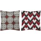 2 Capas Almofada Estampadas Vermelho Bordô Sarja Quarto Sala 45x45
