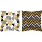 2 Capas de Almofada Sarja Geometria Triângulo Zig Zag 45x45