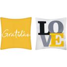 2 Capas Sarja Decoração Almofada Gratidão Love Amarela 45x45